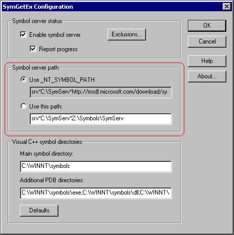 Configuration dialog