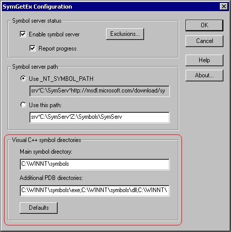Configuration dialog